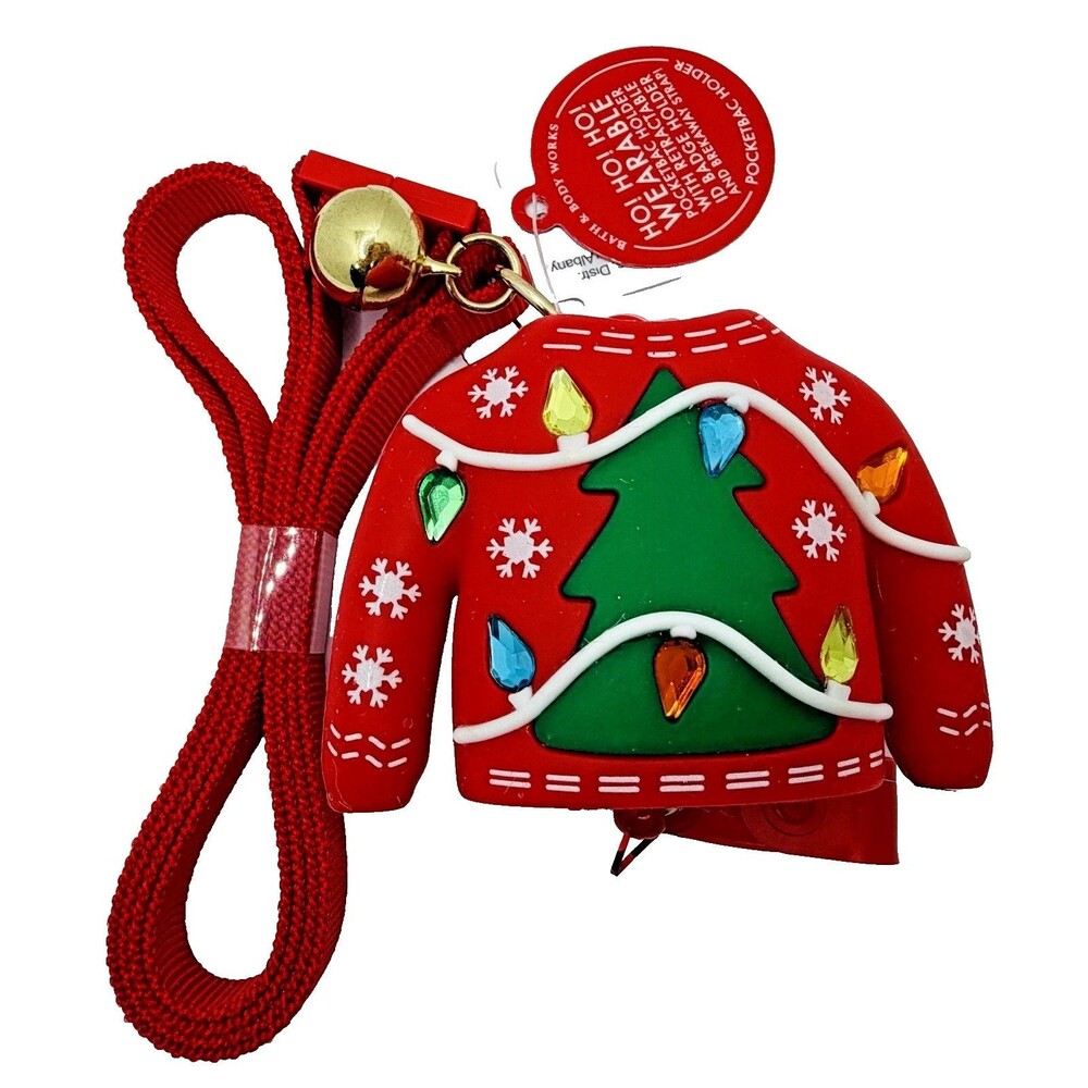 Bath and Body Works Ugly Christmas Sweater Wearable Pocketbac Holder Lanyard NEW
